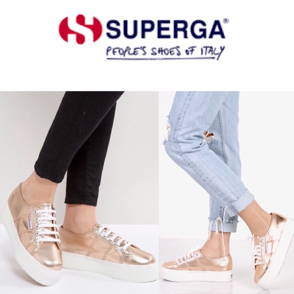 superga rose gold platform